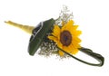 Floreal composition sunflower handbag Royalty Free Stock Photo